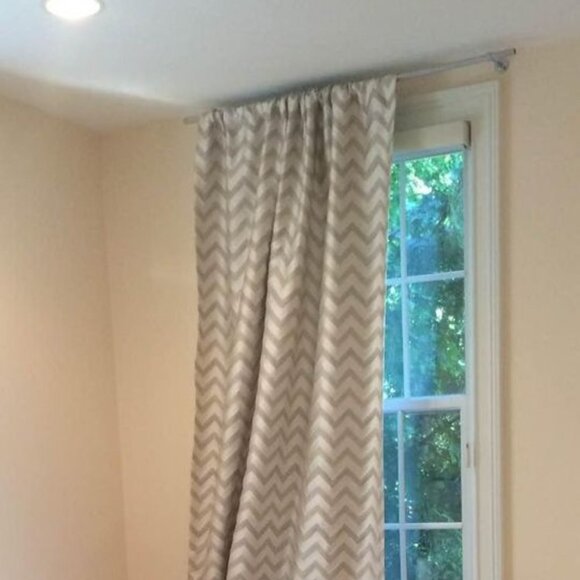 2 High End Custom Luxury Chevron 50W x 84L Cream Blackout Curtains - Picture 4 of 8